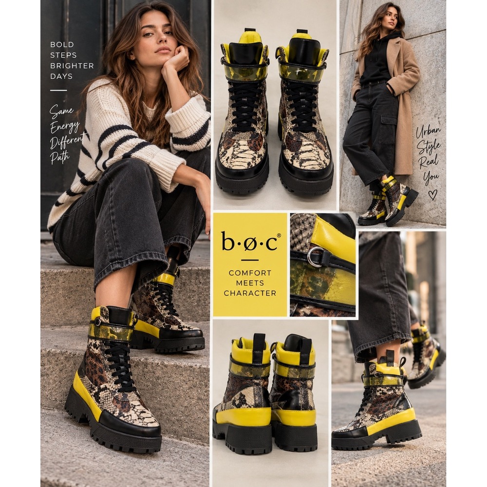 Cape Robbin Future Wave Boots Womens 7 Yellow Snakeskin Leopard Print Excellent